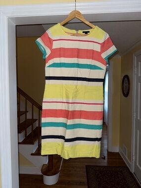 Tommy Hilfiger Yellow, Coral, Teal & Navy Striped Mini Dress